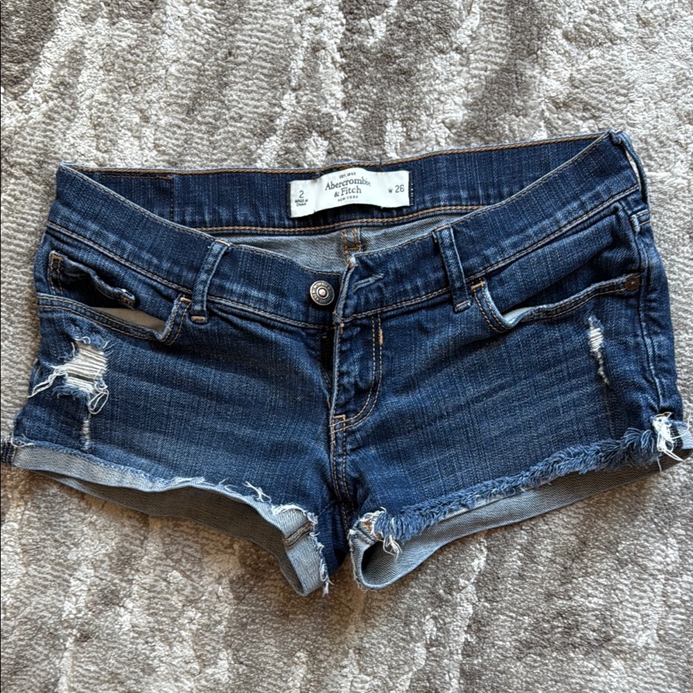 Abercrombie & Fitch Blue Jean Shorts Distressed Cut-Off